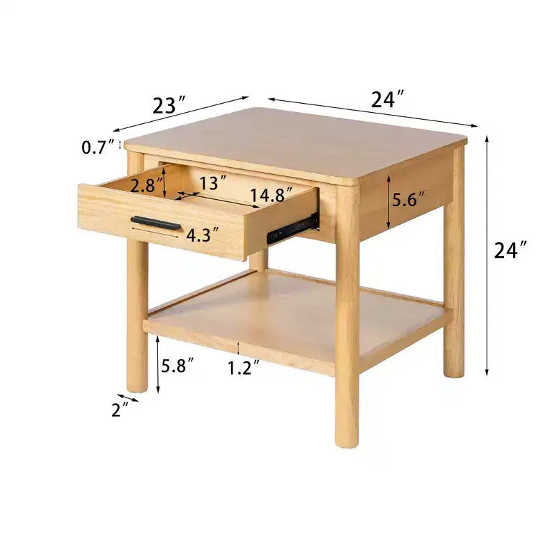 Table d'appoint rectangulaire Christopher Knight Home Orvian en bois d'hévéa avec tiroir