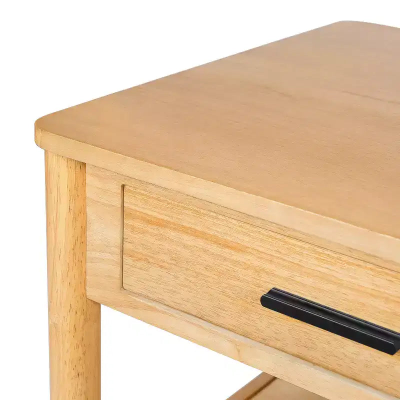 Table d'appoint rectangulaire Christopher Knight Home Orvian en bois d'hévéa avec tiroir