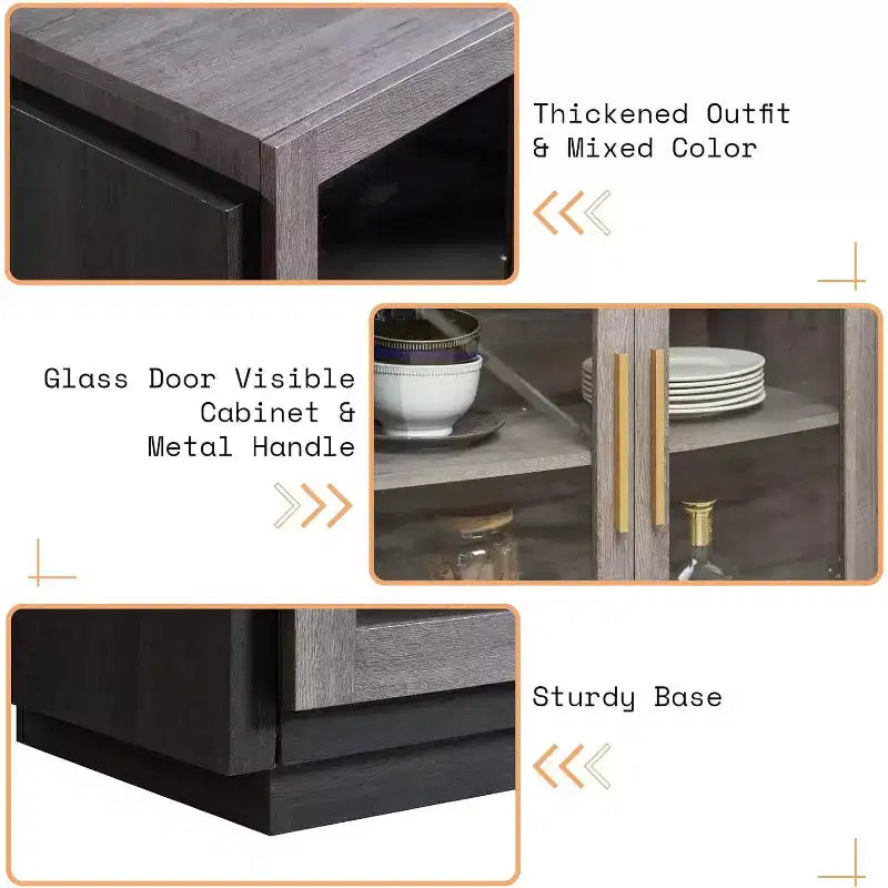 AMERLIFE Buffet de cuisine, meuble d'appoint bicolore