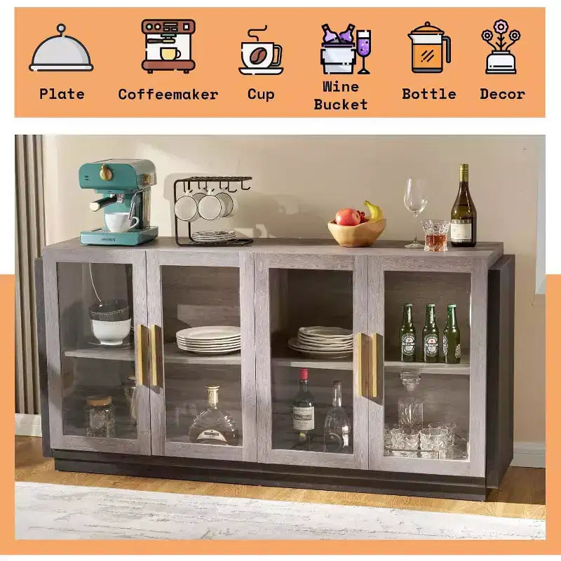 AMERLIFE Buffet de cuisine, meuble d'appoint bicolore