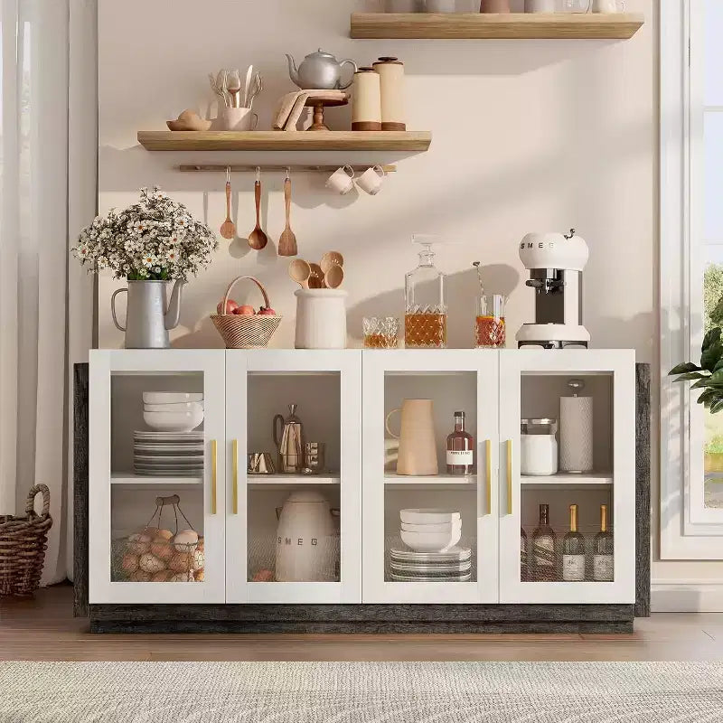 AMERLIFE Buffet de cuisine, meuble d'appoint bicolore