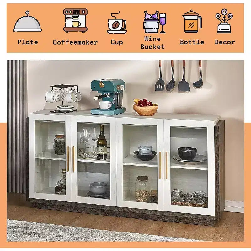 AMERLIFE Buffet de cuisine, meuble d'appoint bicolore