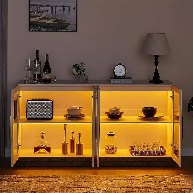 AMERLIFE Buffet de cuisine, meuble d'appoint bicolore
