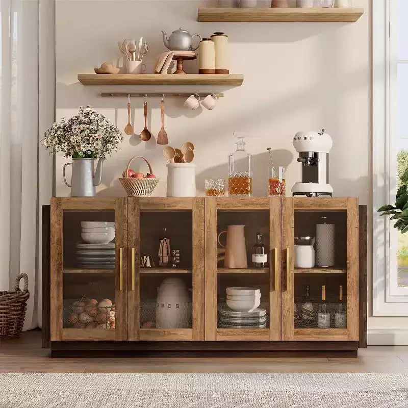 AMERLIFE Buffet de cuisine, meuble d'appoint bicolore
