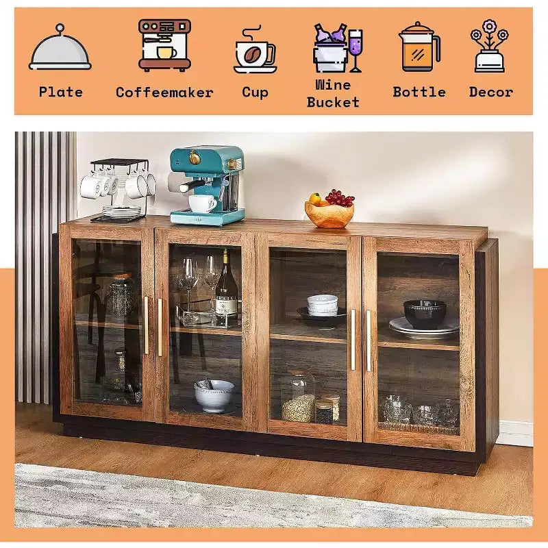 AMERLIFE Buffet de cuisine, meuble d'appoint bicolore