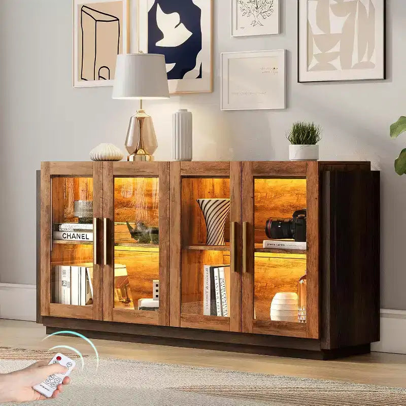 AMERLIFE Sideboard Buffet Cabinet, Mixed Color Accent Cabinet