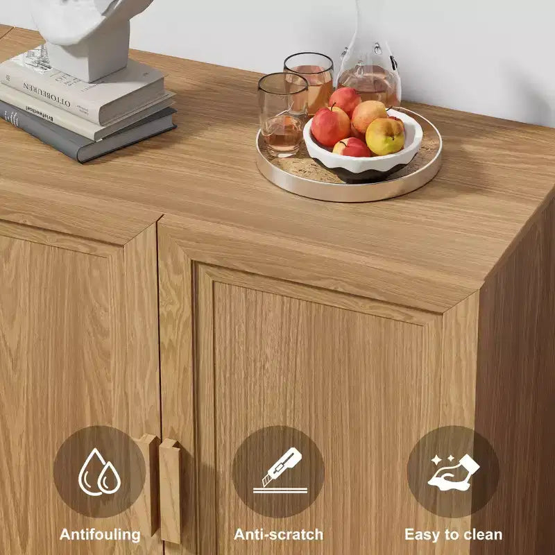 Ensemble de 2 armoires modernes minimalistes avec bordure aspect bois, rangement multifonctionnel avec 3 étagères