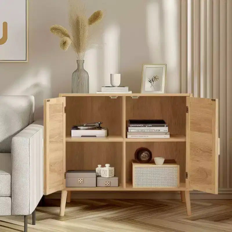 Buffet Cabinet with Storage, Accent Bathroom Floor Cabinet,with Two Doors and 4 compartments forStorage