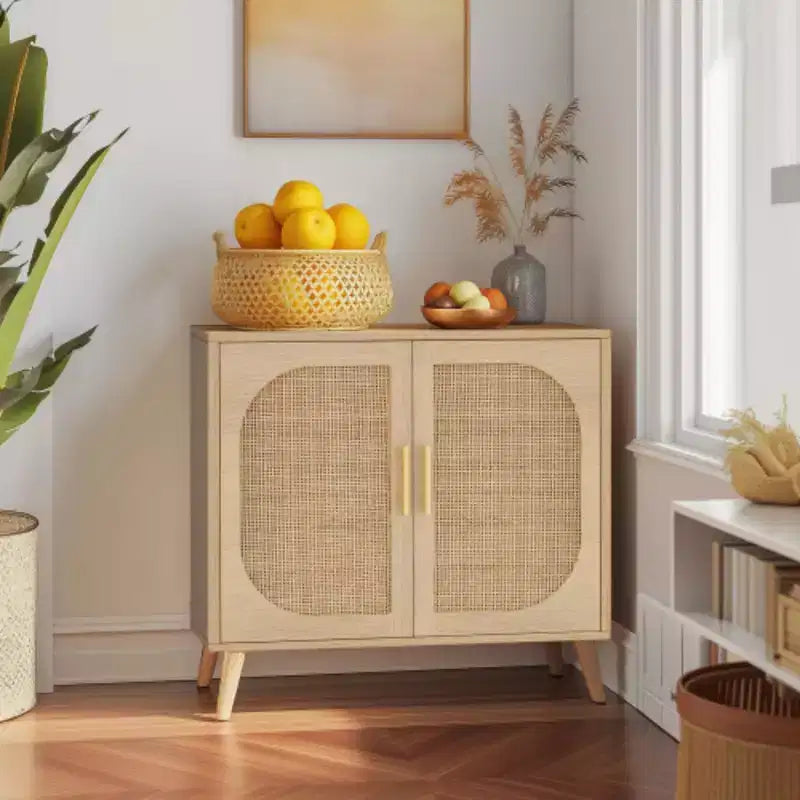 Bahut de rangement, meuble de salle de bain accent, avec deux portes et 4 compartiments de rangement