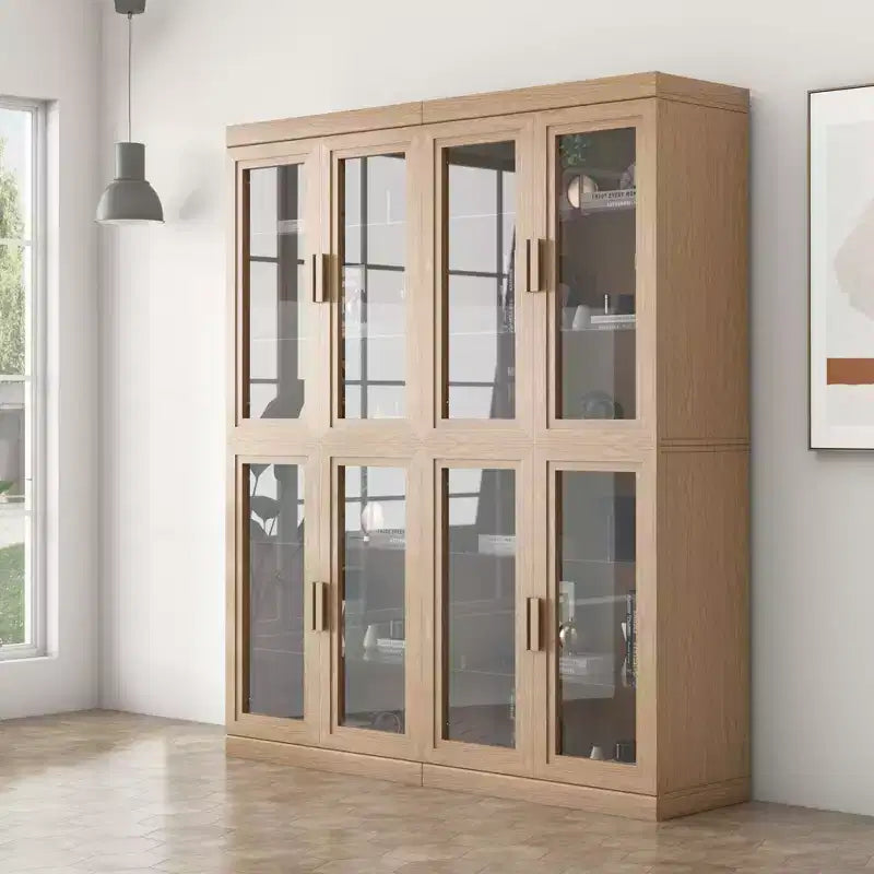 Meuble de rangement décoratif/vitrine en bois grainé avec porte vitrée, 72 pouces de hauteur, offrant suffisamment d'espace pour 12 étagères