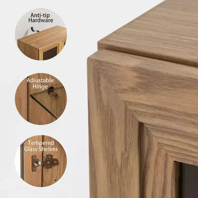 Meuble de rangement décoratif/vitrine en bois grainé avec porte vitrée, 72 pouces de hauteur, offrant suffisamment d'espace pour 12 étagères