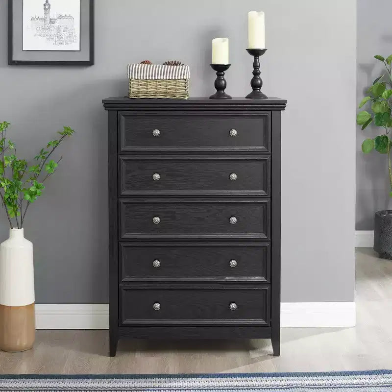 Commode à 5 tiroirs, armoire de rangement à 5 tiroirs, meuble de rangement pour vêtements pour organisateur de salon BLANC