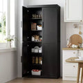 Modern Black Storage Cabinet with Shelves and Doors - Organize Your Space in Style