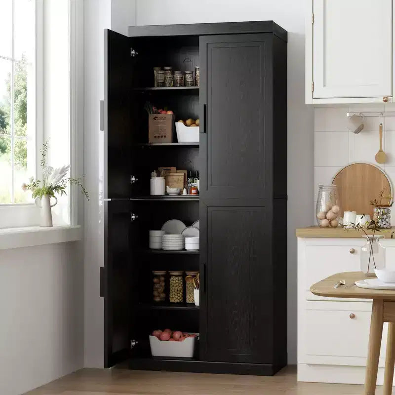 Modern Black Storage Cabinet with Shelves and Doors - Organize Your Space in Style