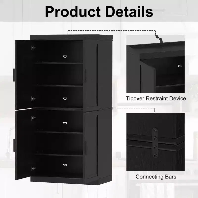 Meuble de rangement noir moderne avec étagères et portes - Organisez votre espace avec style
