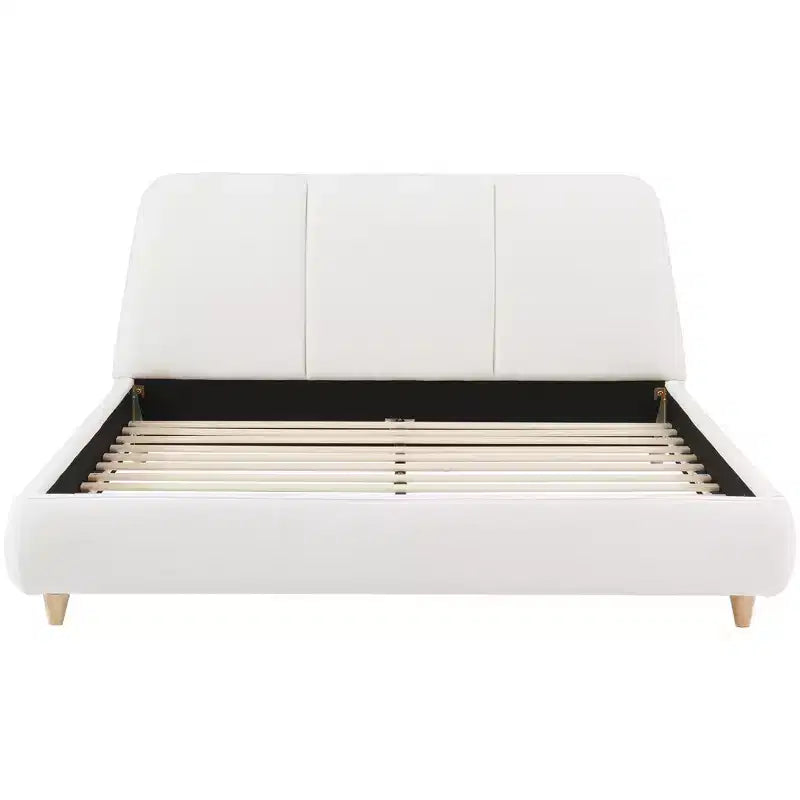 Lit plateforme moderne en bois et métal Cletes Christopher Knight Home avec tête de lit capitonnée