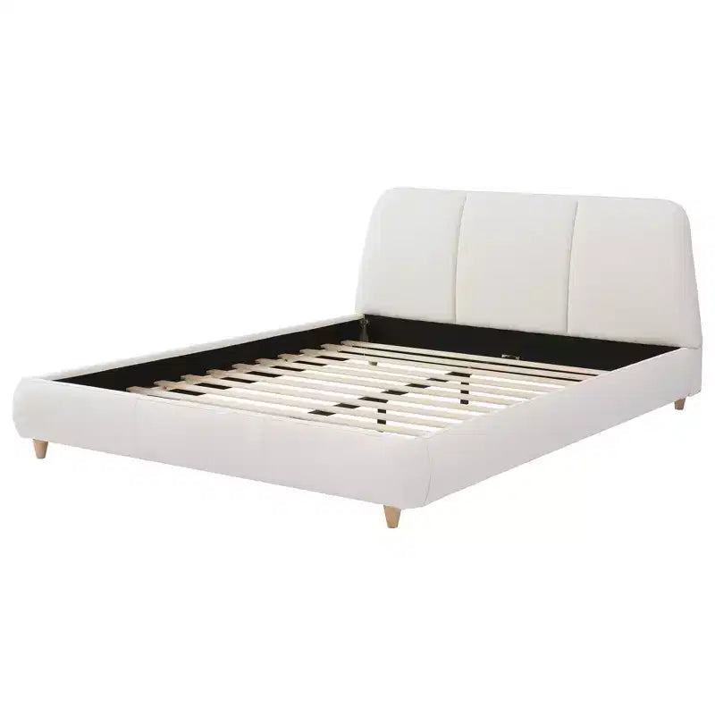 Lit plateforme moderne en bois et métal Cletes Christopher Knight Home avec tête de lit capitonnée