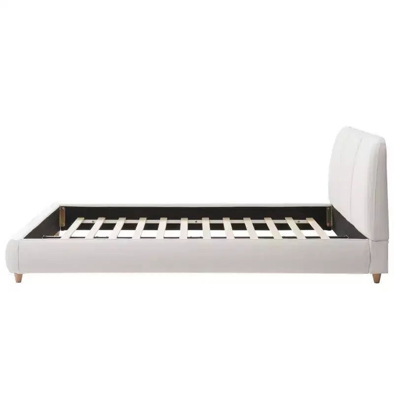 Lit plateforme moderne en bois et métal Cletes Christopher Knight Home avec tête de lit capitonnée