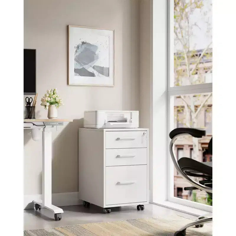 Meuble de Classement Pré-Assemblé avec Serrure, Rangement de Bureau pour Documents A4/Légal/Lettre, 17,7x14,4x23,6 Pouces