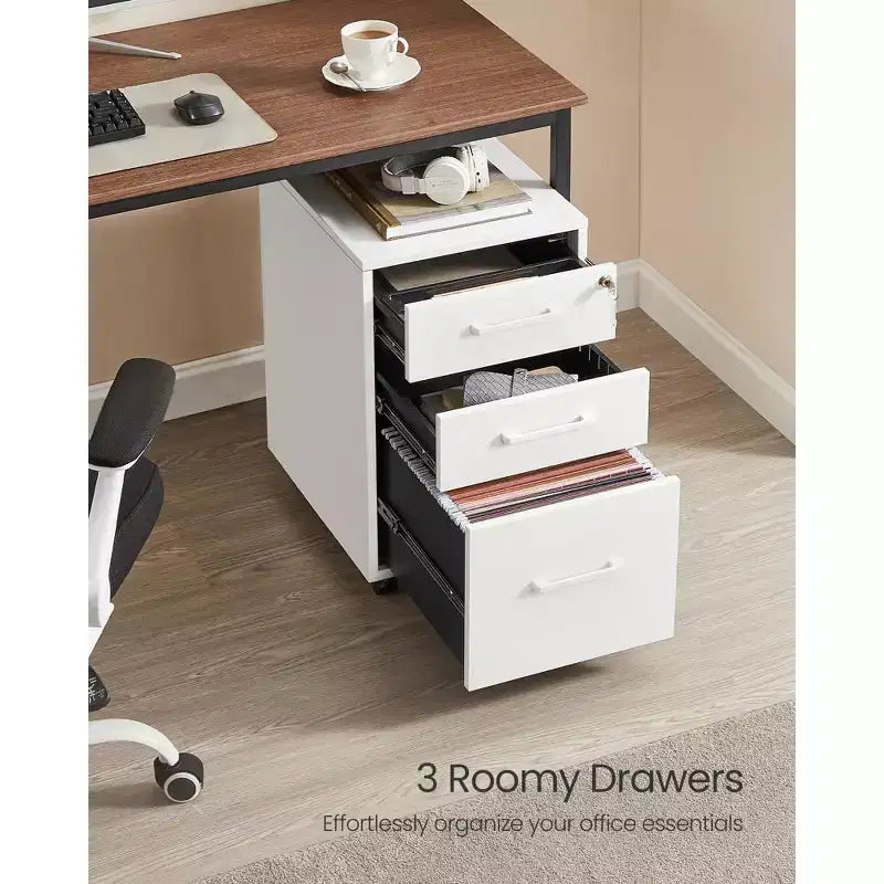 Meuble de Classement Pré-Assemblé avec Serrure, Rangement de Bureau pour Documents A4/Légal/Lettre, 17,7x14,4x23,6 Pouces