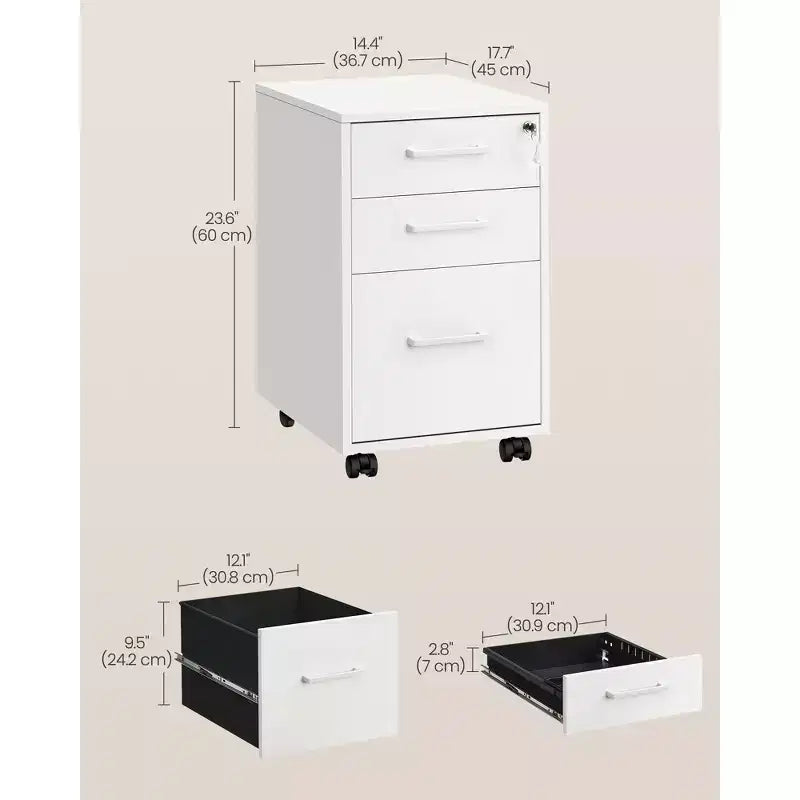 Meuble de Classement Pré-Assemblé avec Serrure, Rangement de Bureau pour Documents A4/Légal/Lettre, 17,7x14,4x23,6 Pouces