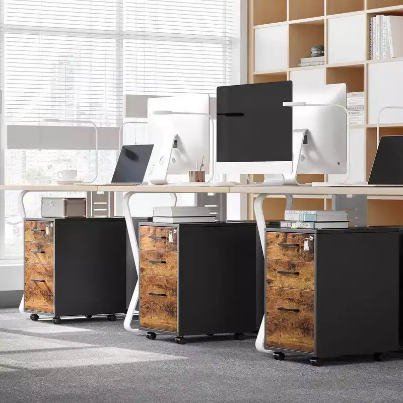 Meuble de Classement Pré-Assemblé avec Serrure, Rangement de Bureau pour Documents A4/Légal/Lettre, 17,7x14,4x23,6 Pouces
