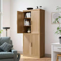 72x31x16 Wood Accent Cabinet in Natural Color, Storage Organizer with Adjustable Shelves for Kitchen Bedroom Entryway Living Room Dinning Room