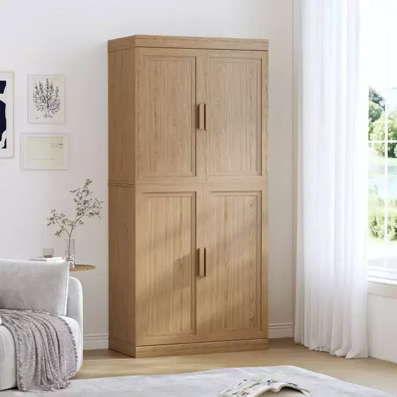 Armoire d'appoint en bois 72x31x16 de couleur naturelle, meuble de rangement avec étagères réglables pour cuisine, chambre à coucher, entrée, salon, salle à manger