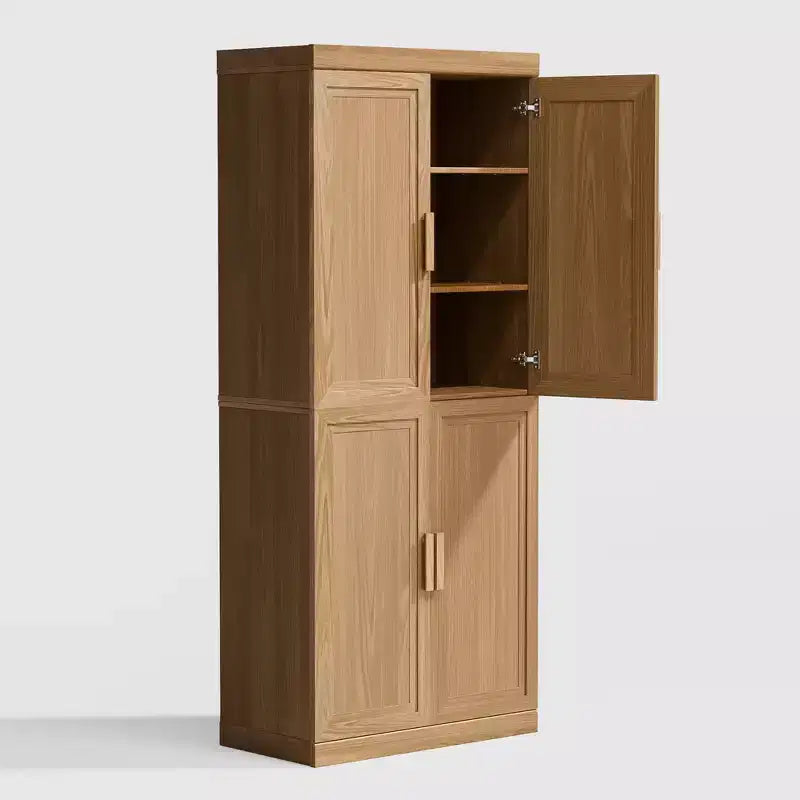 Armoire d'appoint en bois 72x31x16 de couleur naturelle, meuble de rangement avec étagères réglables pour cuisine, chambre à coucher, entrée, salon, salle à manger