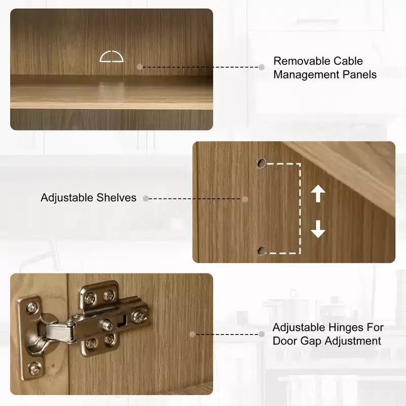 Armoire d'appoint en bois 72x31x16 de couleur naturelle, meuble de rangement avec étagères réglables pour cuisine, chambre à coucher, entrée, salon, salle à manger