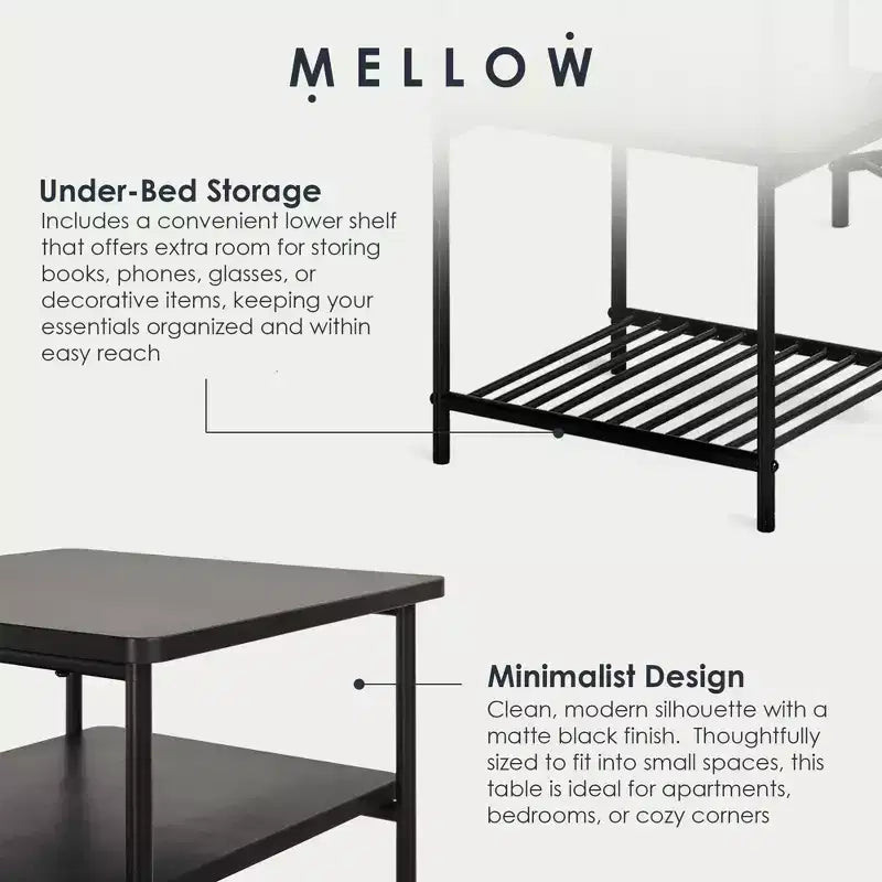 Ensemble de tables d'appoint et de bout polyvalentes KODI carrées avec étagères supplémentaires, Mellow