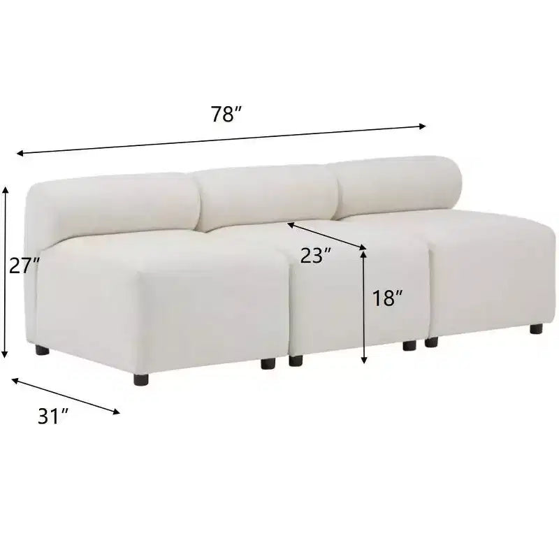 Christopher Knight Home Fermin 78 Canapé d'angle modulable moderne 3 places à dossier rond