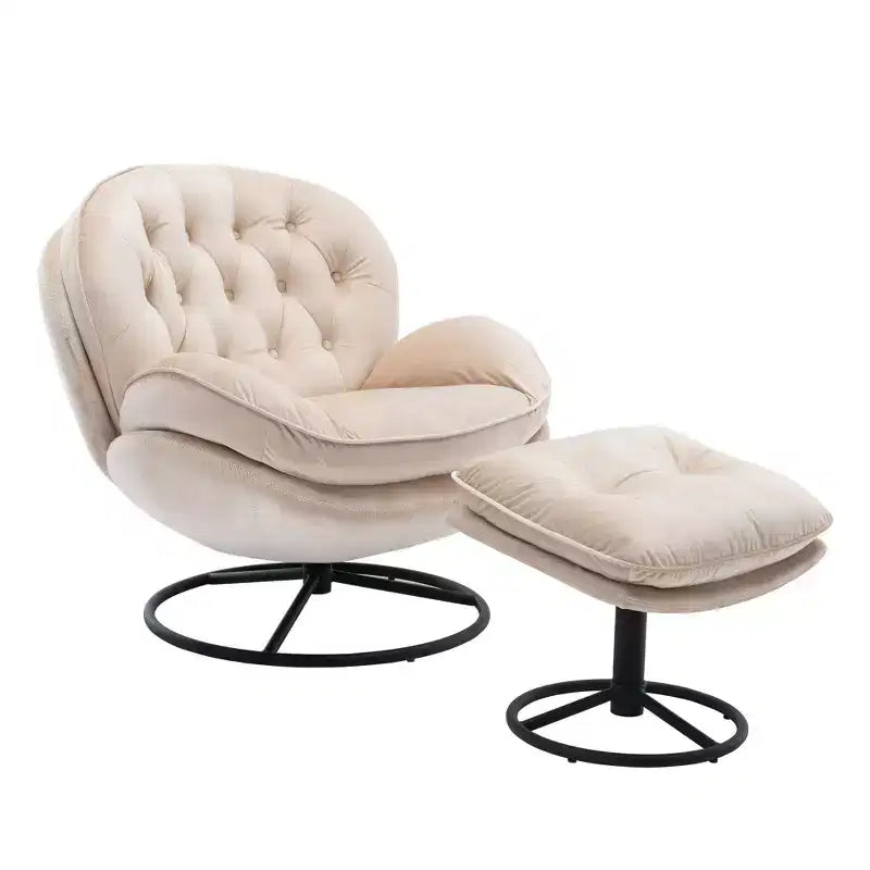 Fauteuils d'appoint modernes Okak pour chambre à coucher avec pouf, fauteuil de loisirs avec siège rembourré
