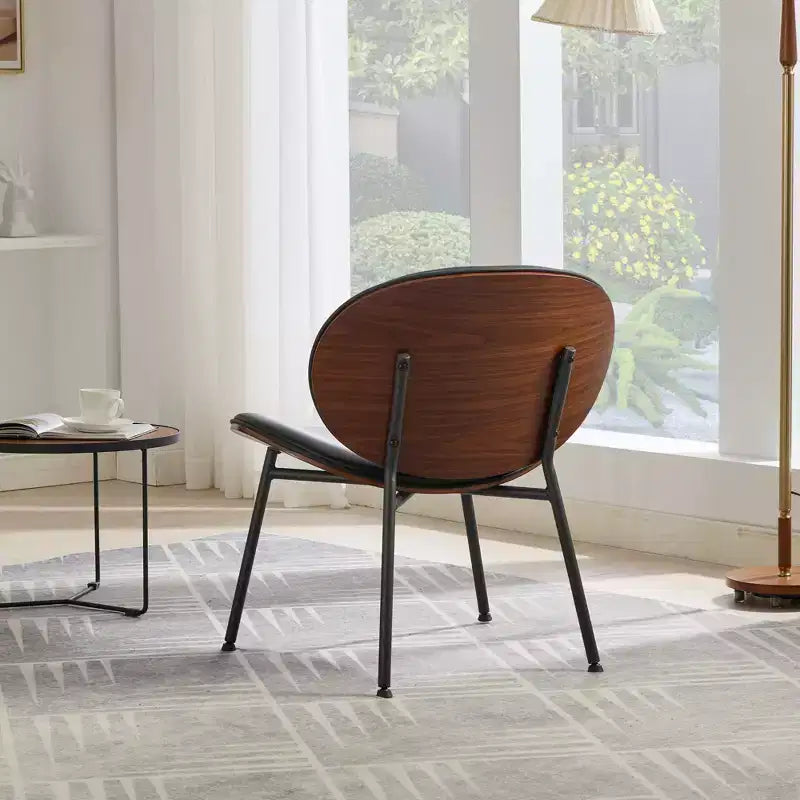 Fauteuils d'appoint modernes Okak du milieu du siècle pour chambre à coucher, chaise coquille, chaise d'appoint simple à trépied, chaise longue en tissu avec dossier finition noyer