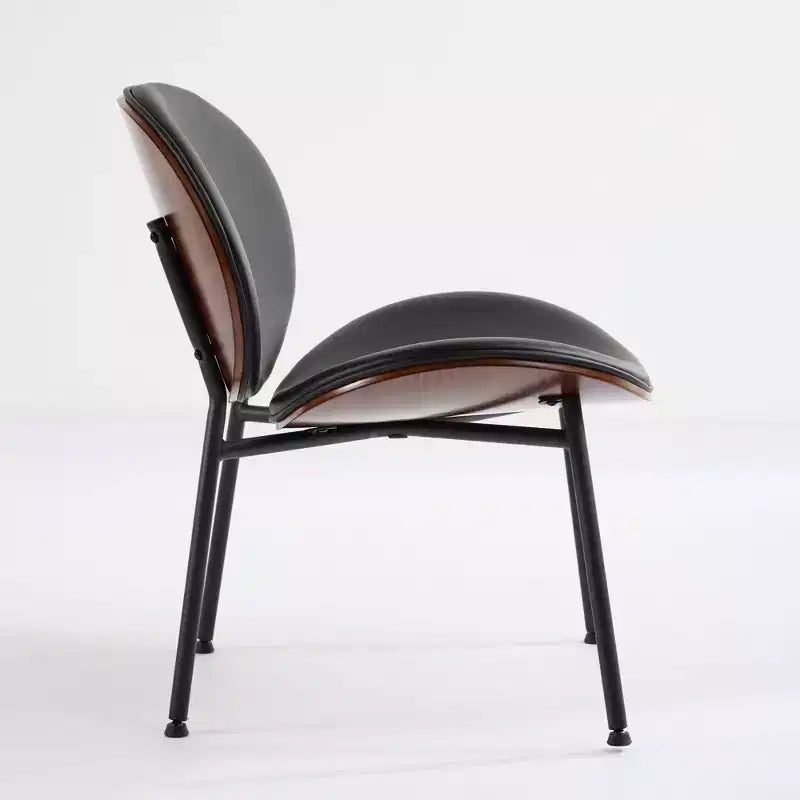 Fauteuils d'appoint modernes Okak du milieu du siècle pour chambre à coucher, chaise coquille, chaise d'appoint simple à trépied, chaise longue en tissu avec dossier finition noyer