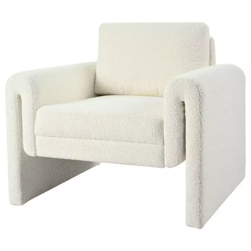 Fauteuils d'appoint Okak pour chambre à coucher, fauteuil d'appoint moderne rembourré en bouclette, soutien robuste et confort luxueux, Ivoire