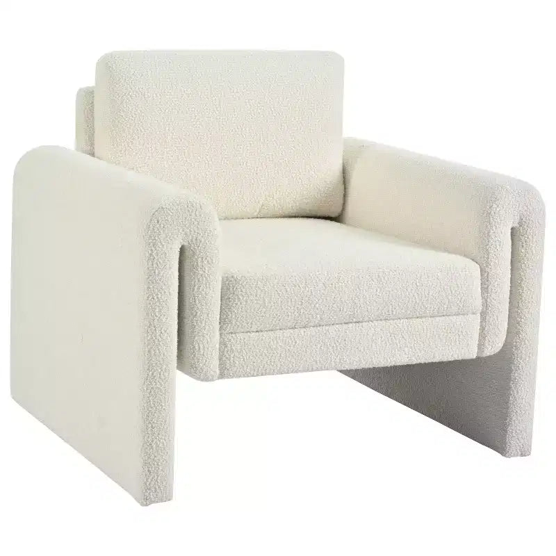 Fauteuils d'appoint Okak pour chambre à coucher, fauteuil d'appoint moderne rembourré en bouclette, soutien robuste et confort luxueux, Ivoire