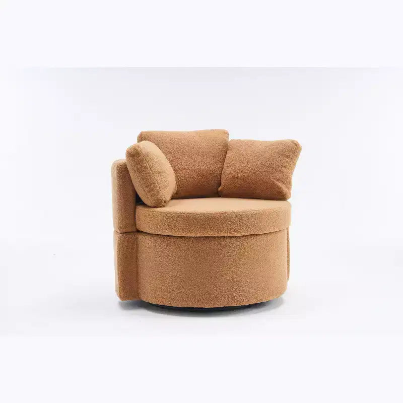 Fauteuils d'appoint modernes Okak pour chambre à coucher, fauteuil pivotant et de rangement en tissu Teddy avec coussin de dossier pour salon