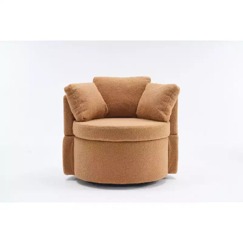Fauteuils d'appoint modernes Okak pour chambre à coucher, fauteuil pivotant et de rangement en tissu Teddy avec coussin de dossier pour salon