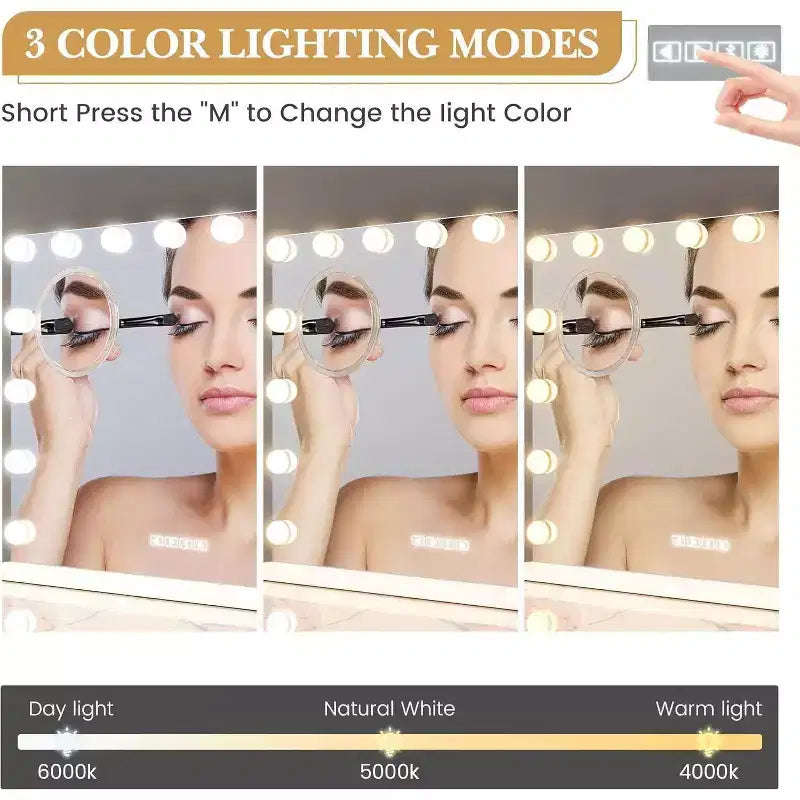 Miroir de courtoisie Acekool avec modes d'éclairage réglables, commande tactile