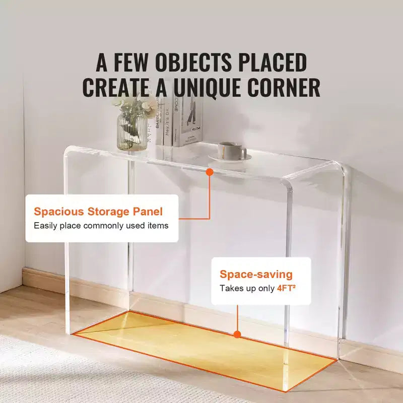 VEVOR Table Console en Acrylique, Table d'appoint en Acrylique Transparent, Table Basse en Acrylique Transparent 96,4 x 38,1 x 74 cm, pour Hall d'entrée, Salon, Salle à manger