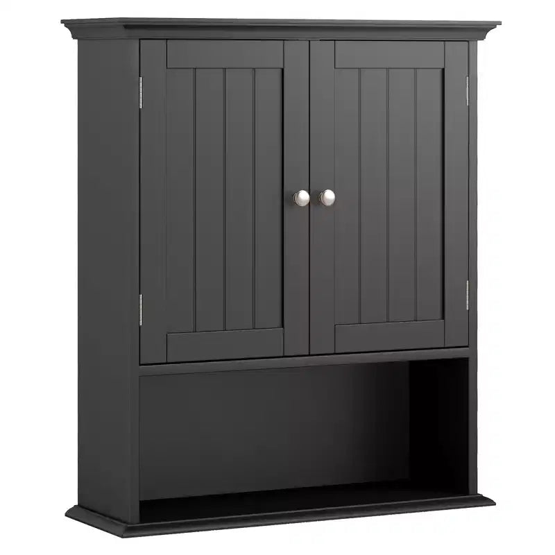 Meuble haut de salle de bain Costway Armoire de rangement murale Armoire à pharmacie Noir/Marron/Gris/Blanc