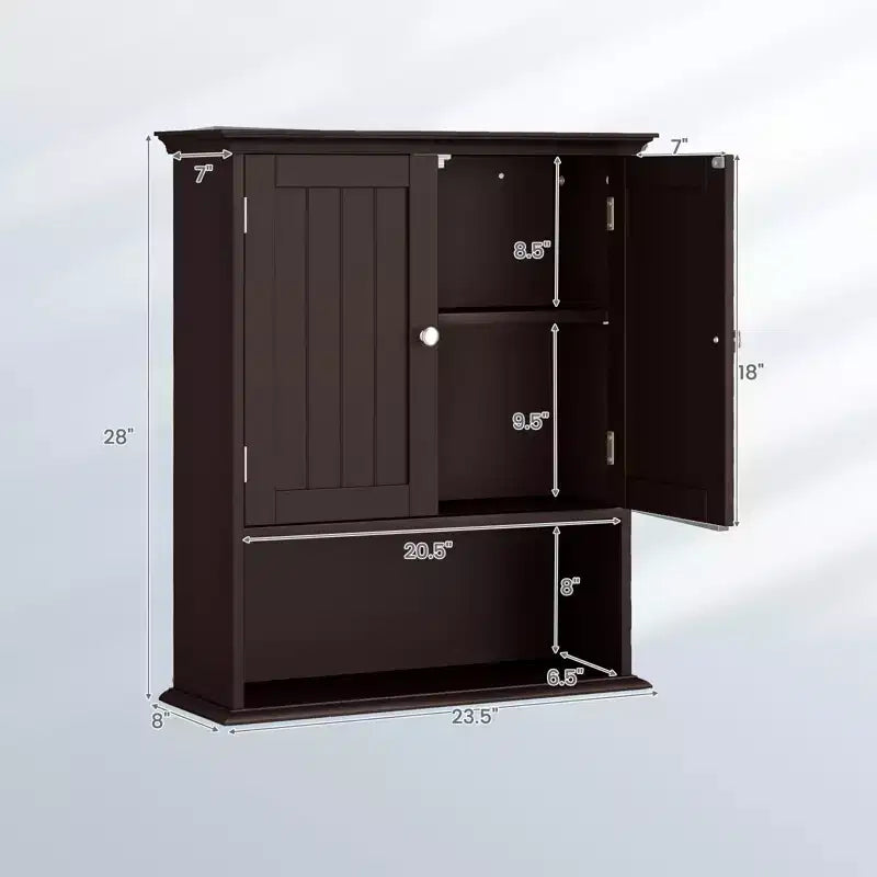 Meuble haut de salle de bain Costway Armoire de rangement murale Armoire à pharmacie Noir/Marron/Gris/Blanc
