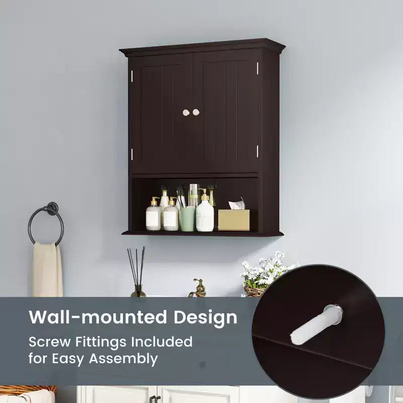 Meuble haut de salle de bain Costway Armoire de rangement murale Armoire à pharmacie Noir/Marron/Gris/Blanc