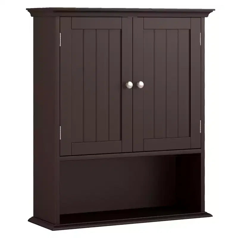 Meuble haut de salle de bain Costway Armoire de rangement murale Armoire à pharmacie Noir/Marron/Gris/Blanc