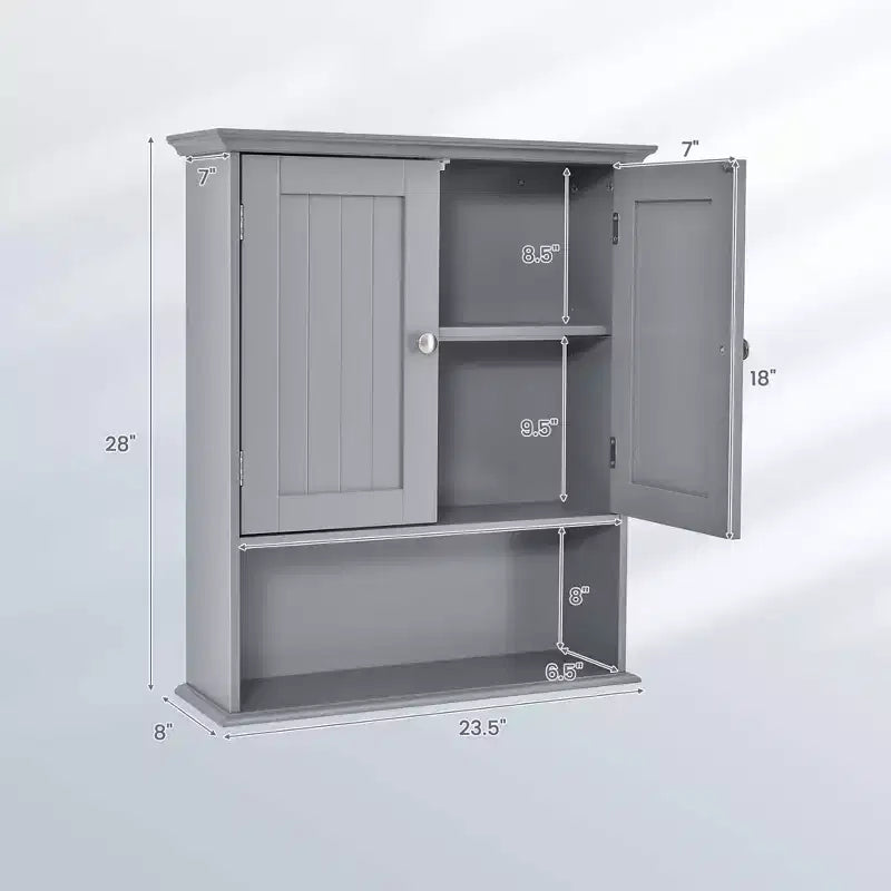 Meuble haut de salle de bain Costway Armoire de rangement murale Armoire à pharmacie Noir/Marron/Gris/Blanc