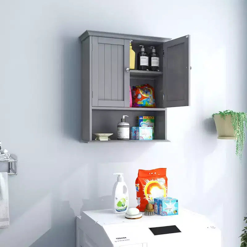 Meuble haut de salle de bain Costway Armoire de rangement murale Armoire à pharmacie Noir/Marron/Gris/Blanc