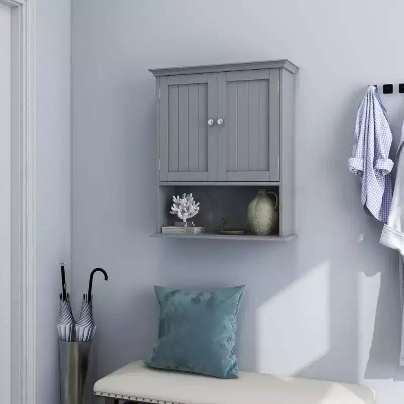 Meuble haut de salle de bain Costway Armoire de rangement murale Armoire à pharmacie Noir/Marron/Gris/Blanc