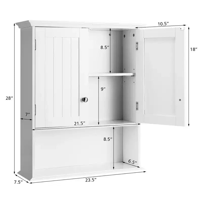 Meuble haut de salle de bain Costway Armoire de rangement murale Armoire à pharmacie Noir/Marron/Gris/Blanc