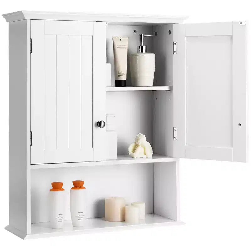 Meuble haut de salle de bain Costway Armoire de rangement murale Armoire à pharmacie Noir/Marron/Gris/Blanc